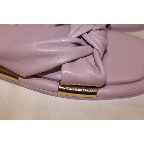 Coach Brooklyn Leather Sandals Violet Lilac Purple Twist Knot Slides Women's  7 - Picture 4 of 6